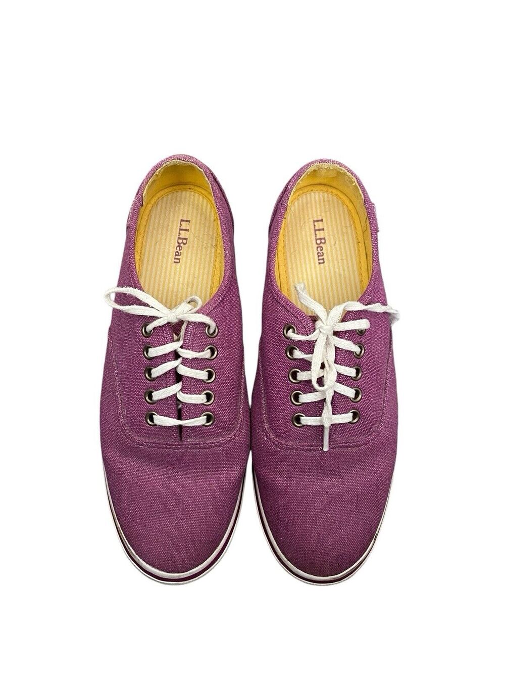 LL Bean Womens Purple Canvas Fabric Lace Up Low Top Sneaker Shoe Size 8